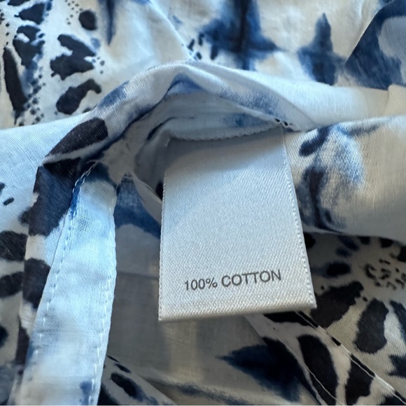 Avenue 18/20 cotton popover tunic w notch collar & hips shibori blue tie dye - Picture 6 of 9